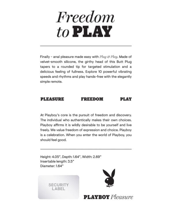 Playboy Pleasure Plug & Play Butt Plug - Navy - Image 2