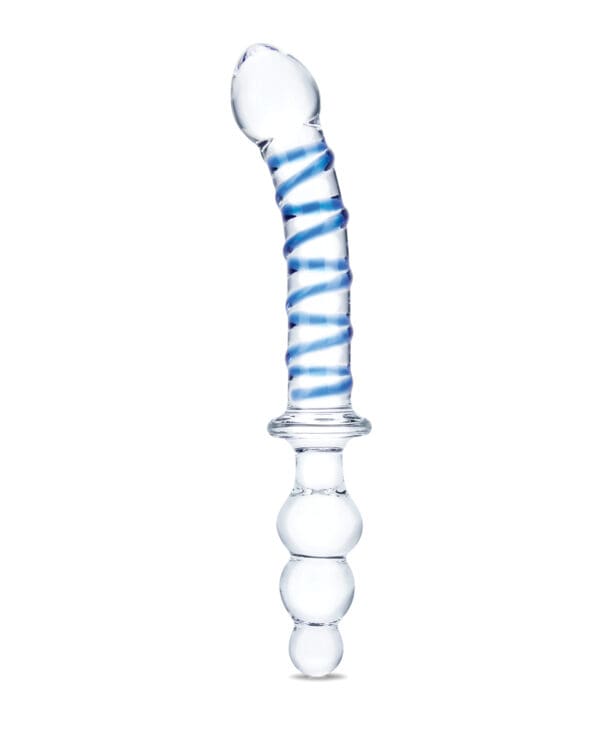 Glas 10" Twister Dual Ended Dildo - Blue - Image 2