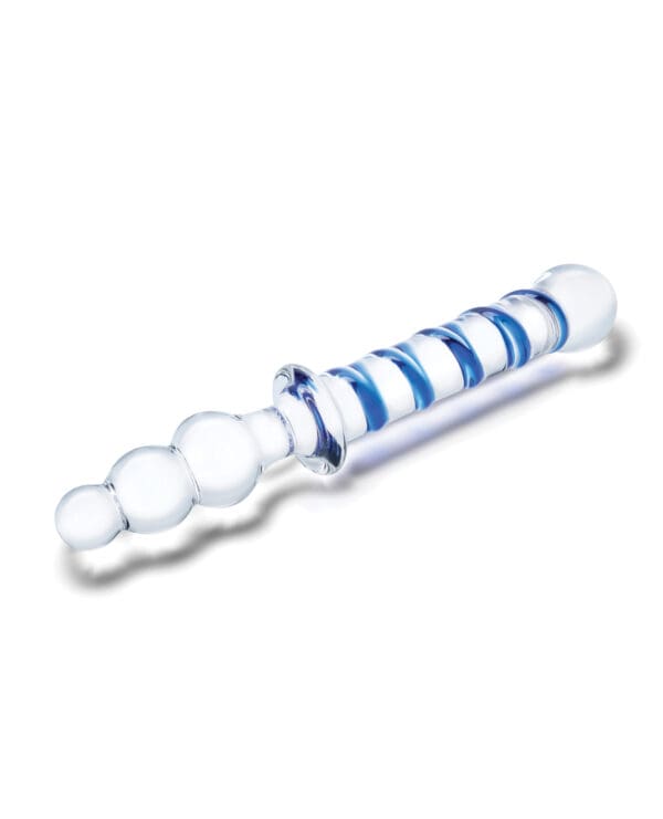 Glas 10" Twister Dual Ended Dildo - Blue - Image 3