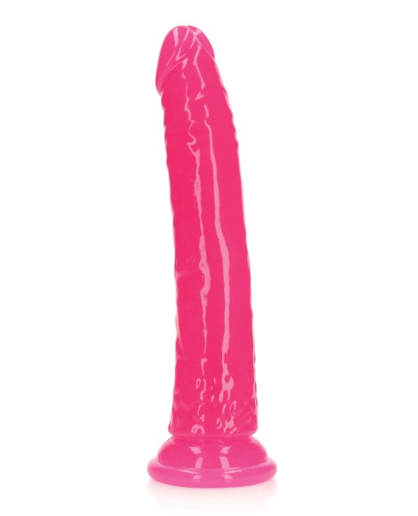 Shots RealRock 9" Slim Dildo Glow in the Dark - Neon Pink - Image 2