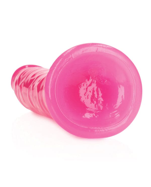 Shots RealRock 9" Slim Dildo Glow in the Dark - Neon Pink - Image 4