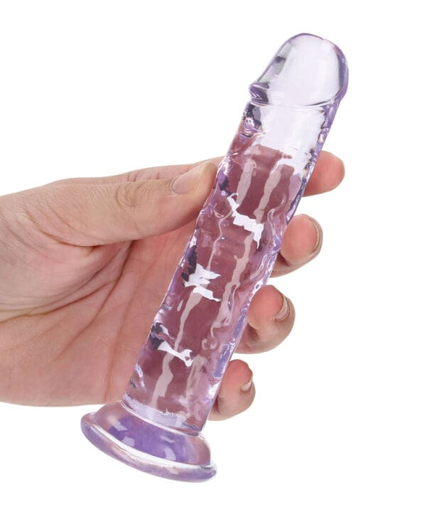 Shots RealRock Crystal Clear 6" Straight Dildo w/Suction Cup - Purple - Image 4