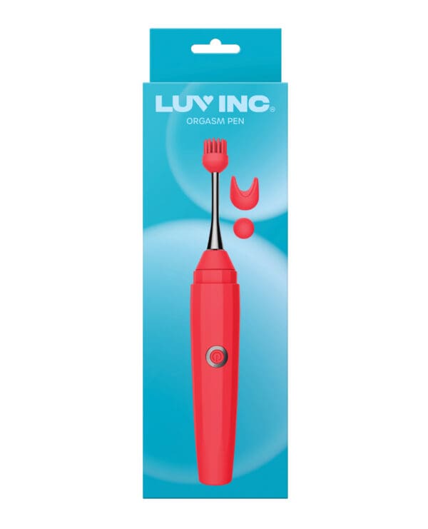 Luv Inc. Orgasm Pen w/Three Attachments - Red - Image 5