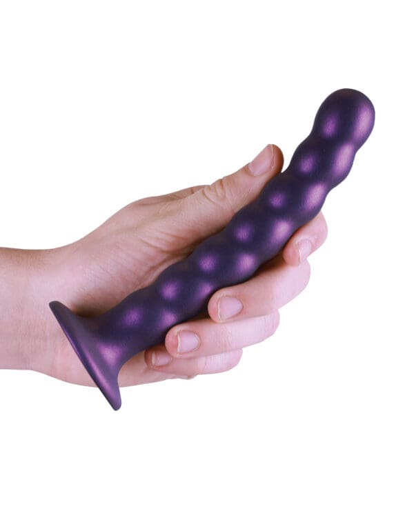 Shots Ouch 6.5" Beaded G-Spot Dildo - Metallic Purple - Image 5