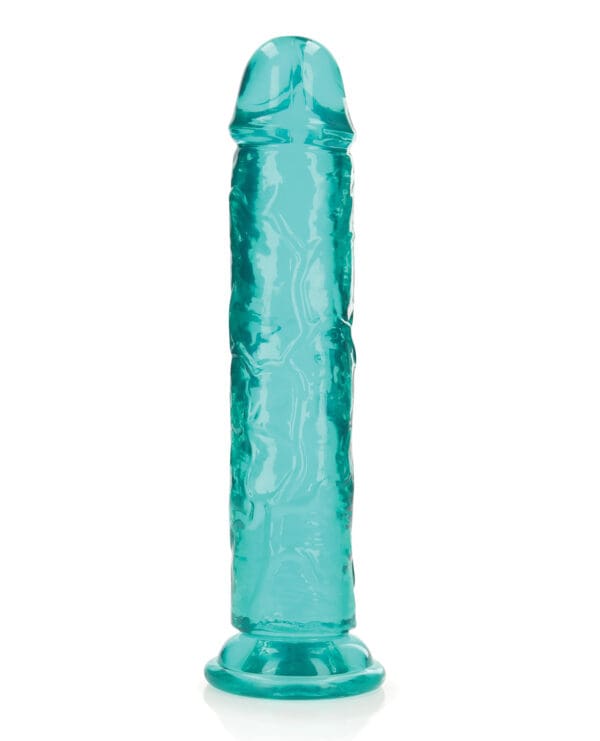 Shots RealRock Realistic Crystal Clear 10" Straight Dildo - Turquoise - Image 3