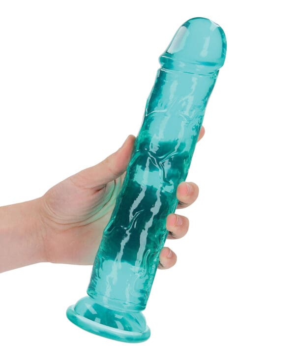 Shots RealRock Realistic Crystal Clear 10" Straight Dildo - Turquoise - Image 5