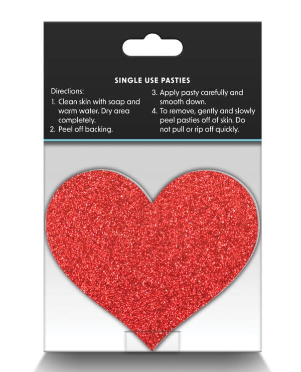 Pretty Pasties Glitter Hearts Red/Silver - 2 Pair - Image 2