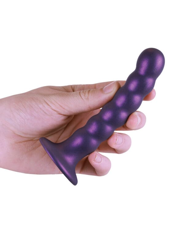 Shots Ouch 5" Beaded G-Spot Dildo - Metallic Purple - Image 5