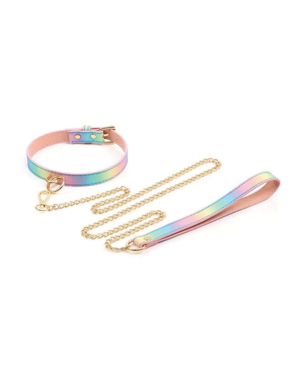 Hello Sexy! Hot Bitch Collar & Leash - Iridescent Rainbow - Image 2