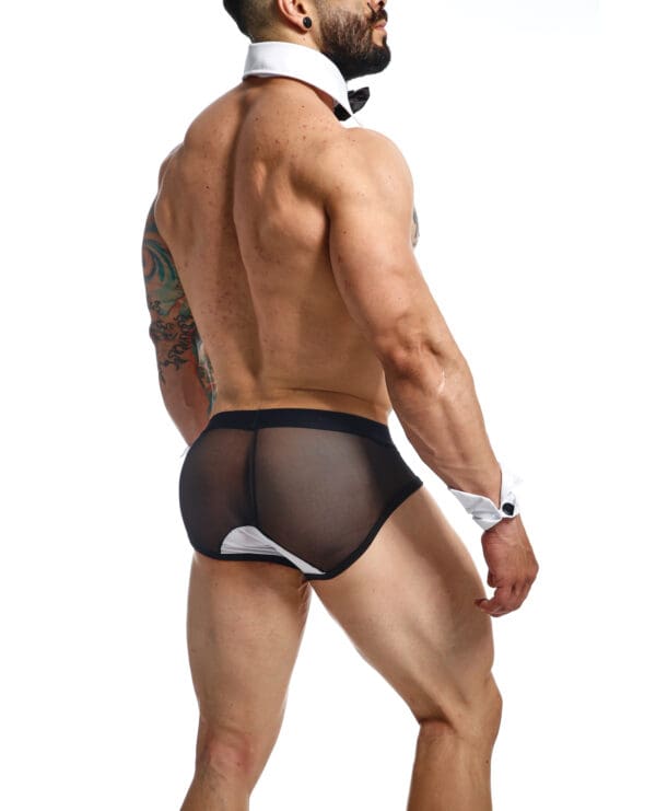 Male Basics MOB Maitre D Brief, Bow & French Cuffs Black/White SM - Image 3