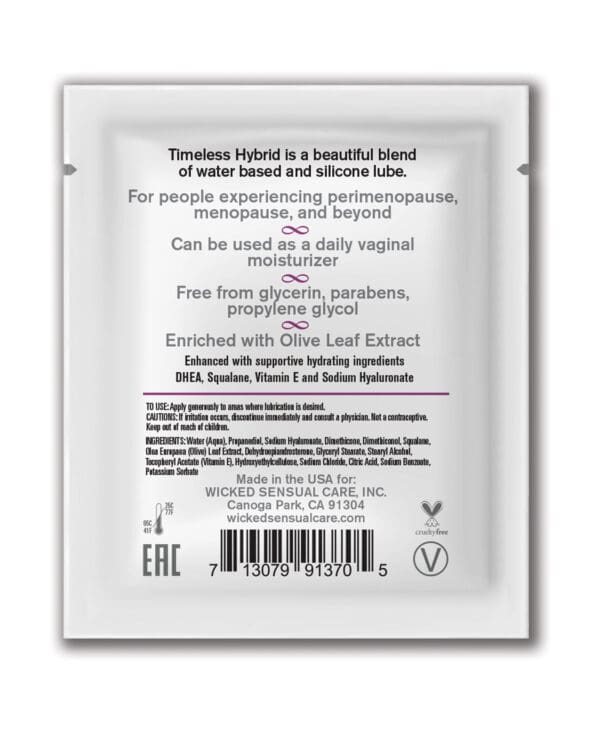 Wicked Sensual Care Simply Timeless Hybrid Water & Silicone Lubricant - .2 oz - Image 2