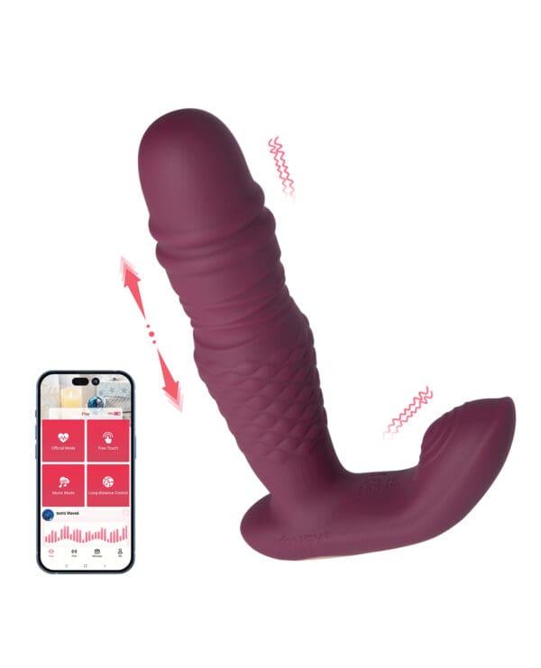 Ryder App-Controlled Thrusting G-spot & Clit Vibrator - Rosy Red - Image 3