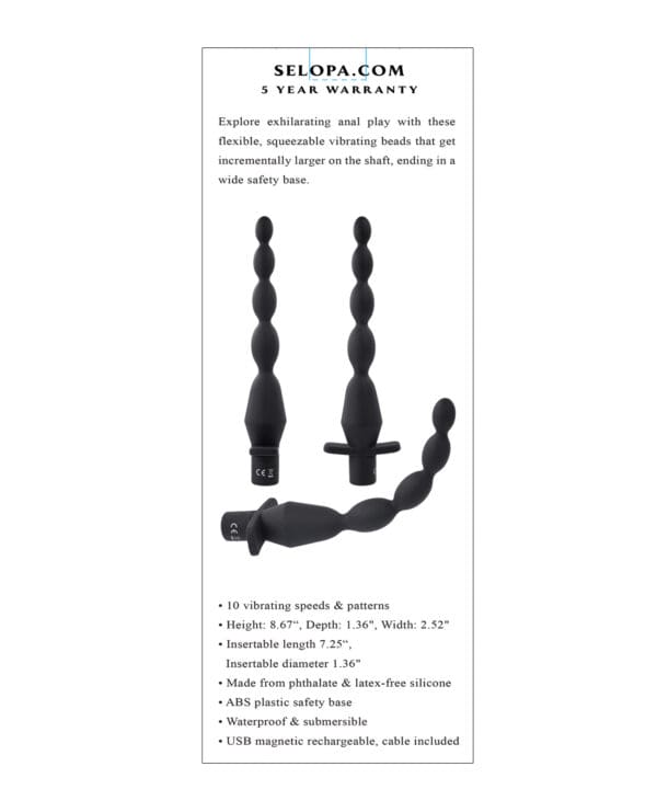 Selopa Vibrating Butt Beads - Black - Image 5