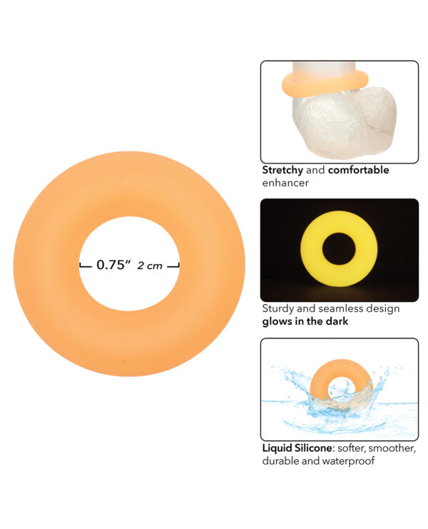 Alpha Liquid Silicone Glow in the Dark Prolong Cock Ring - Medium - Image 3