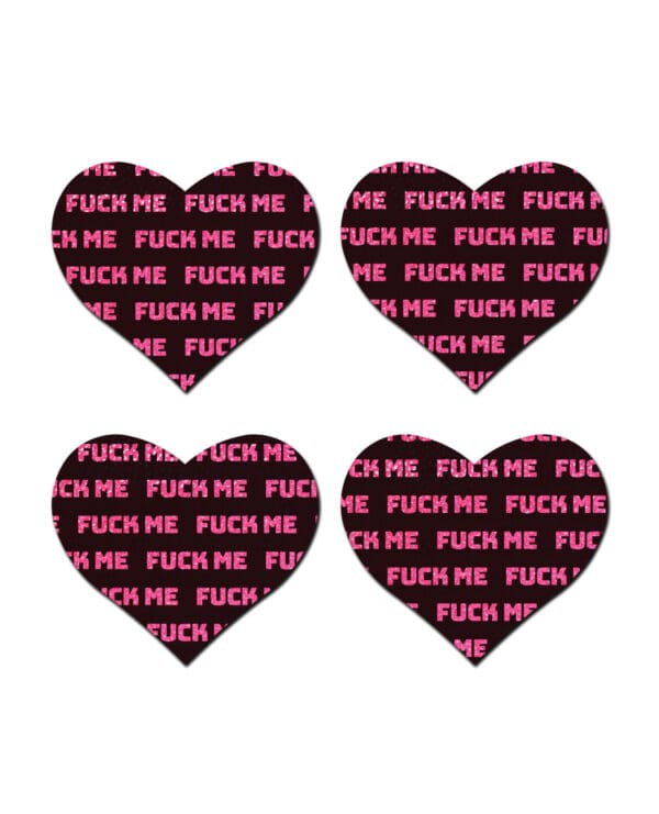Pastease Petites Fuck Me Hearts - Black/Pink O/S - Image 2
