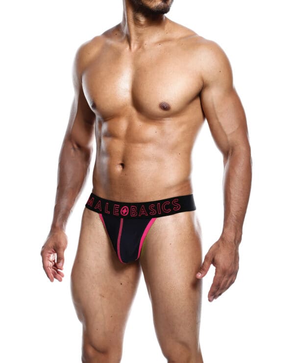 Male Basics Neon Thong  Coral XL - Image 2
