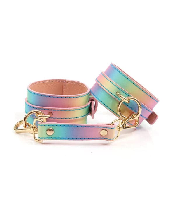 Hello Sexy! Hot Bitch Cuffs & Collar - Iridescent Rainbow - Image 2