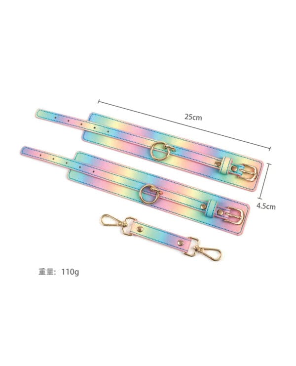 Hello Sexy! Hot Bitch Cuffs & Collar - Iridescent Rainbow - Image 4