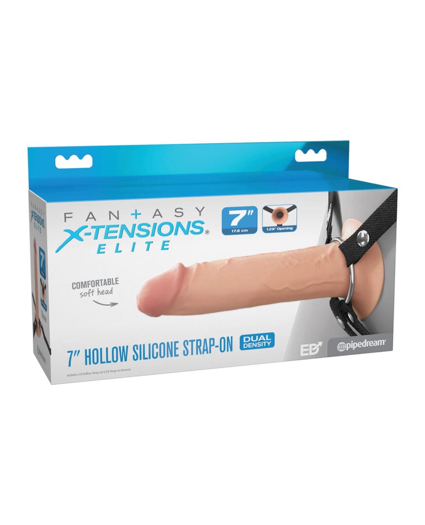 Fantasy X-tensions Elite 7" Silicone Hollow Strap-on - Light