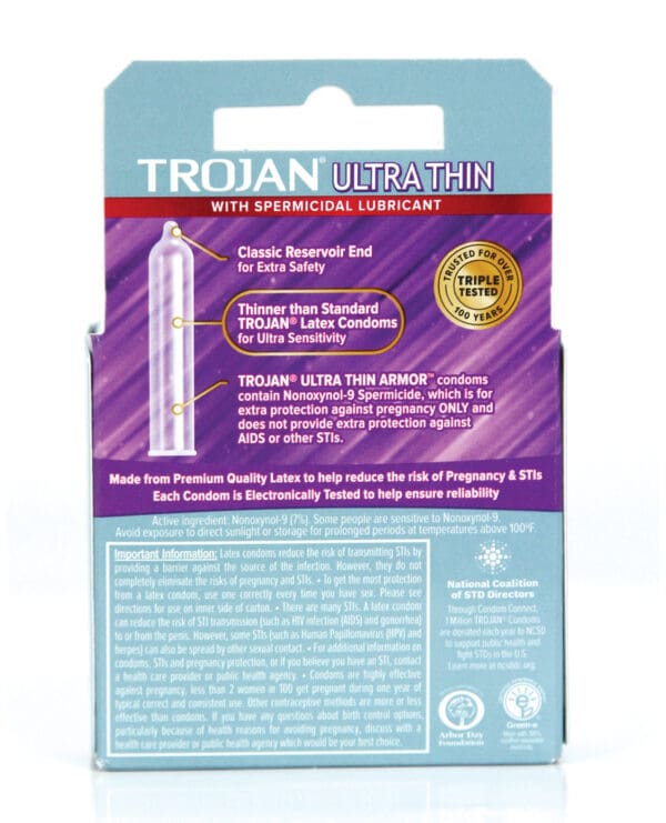 Trojan Ultra Thin Armor Spermicidal - Box of 3 - Image 2