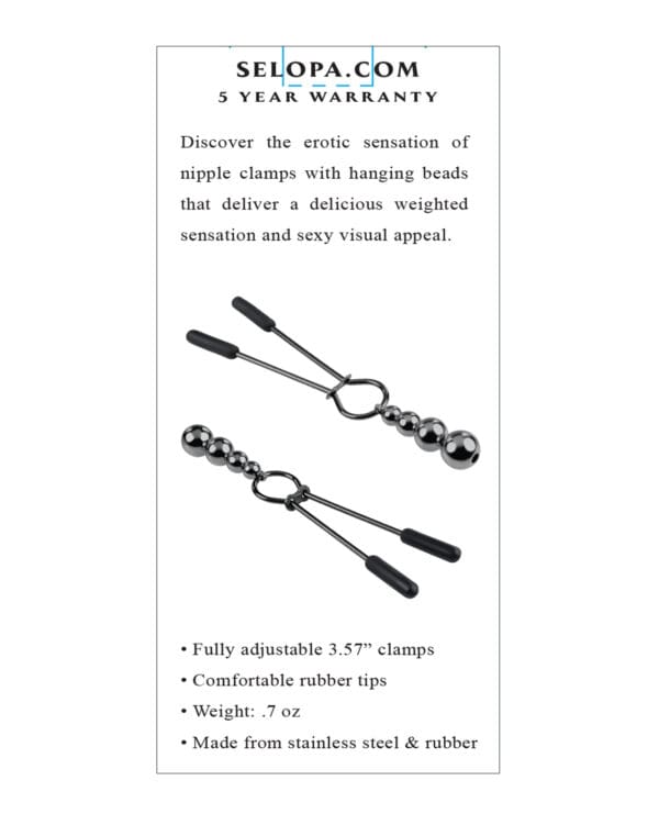 Selopa Beaded Nipple Clamps - Black Chrome - Image 5