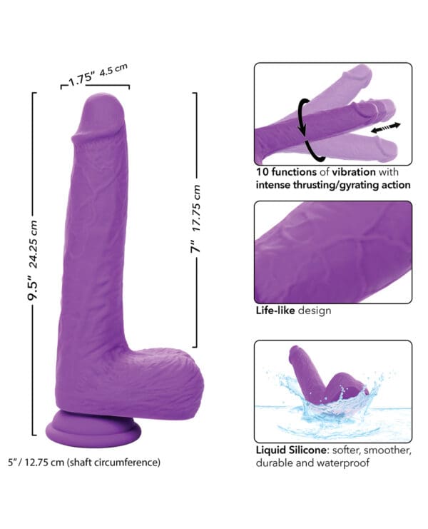 Silicone Studs Rechargeable Gyrating & Thrusting Vibrator - Purple - Image 5