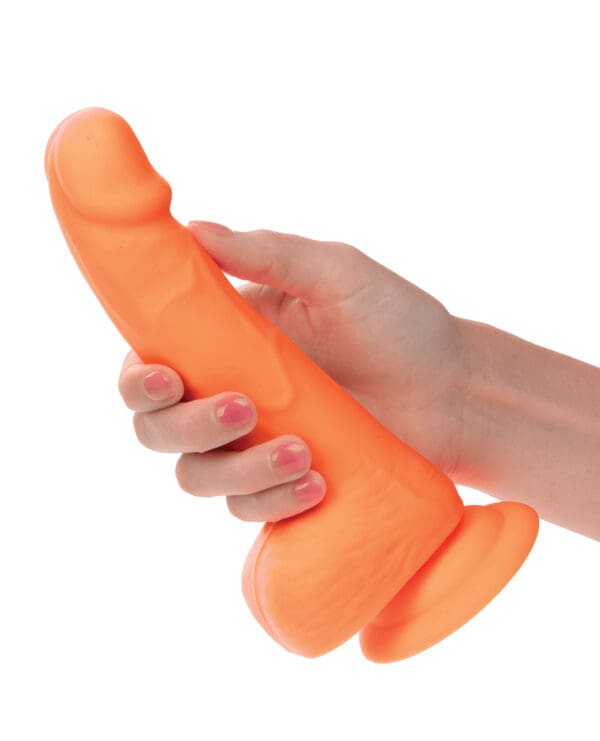 Silicone Studs Neon 6" Dildo - Orange - Image 4