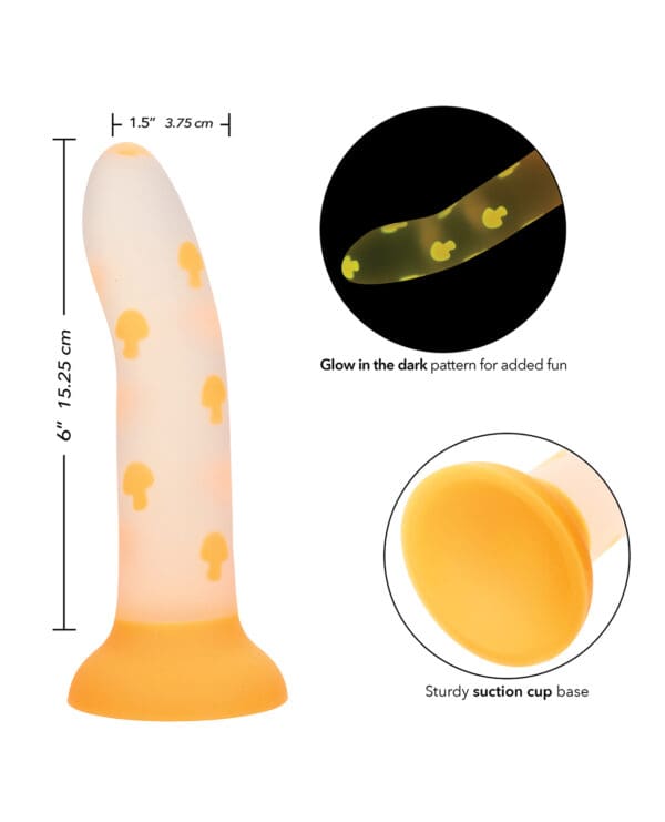 Glow Stick Mushroom Suction Cup Glow-in-the-Dark Dildo - Orange - Image 5