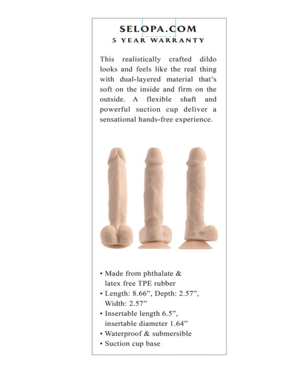 Selopa 6.5" Natural Feel Dildo - Light - Image 5