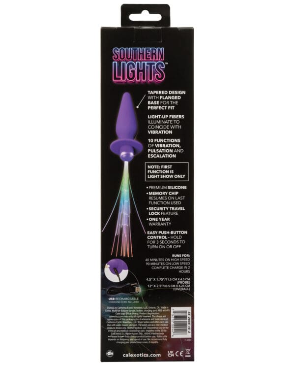 Southern Lights Rechargeable Vibrating Light Up Anal Probe - Purple - Image 5