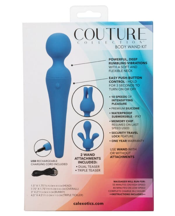 Couture Collection Body Wand Vibrator Kit - Blue - Image 3
