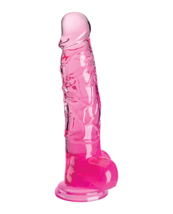 King Cock Clear 8" Cock w/Balls - Pink - Image 2
