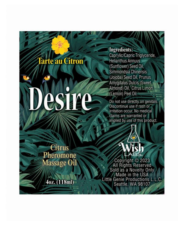 Desire Pheromone Massage Oil - 4 oz Citrus - Image 2