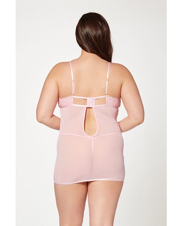 Floral Mesh Chemise & G-String Pink 3X/4X - Image 3
