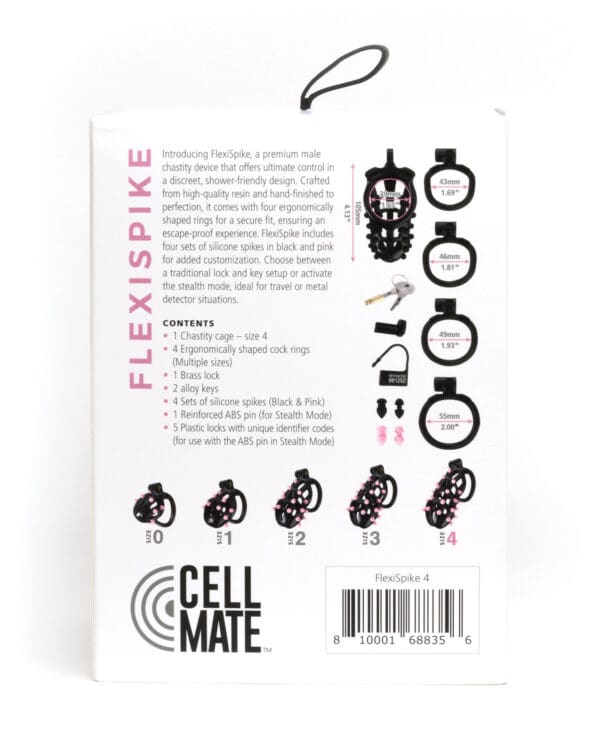 Sport Fucker Cellmate FlexiSpike Chastity Cage - Size 4 Black/Pink - Image 4