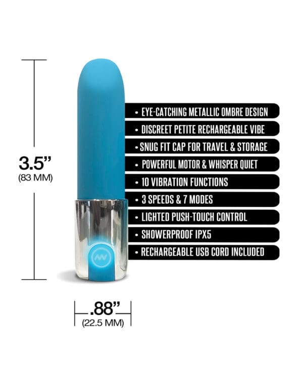 Nixie Smooch Rechargeable Lipstick Vibrator - Blue Ombre - Image 5