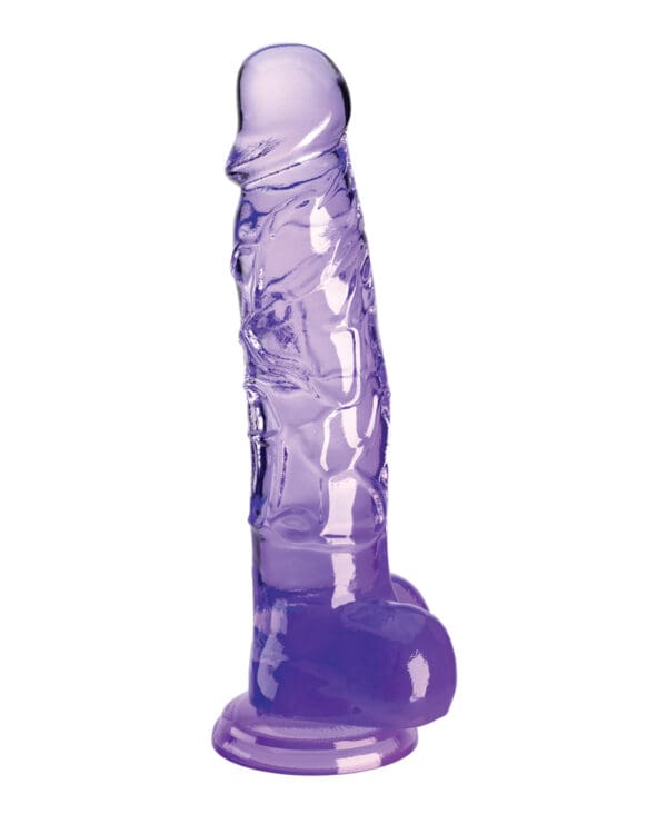 King Cock Clear 8" Cock w/Balls - Purple - Image 2