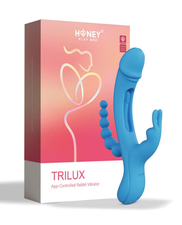 Trilux Kinky Finger Rabbit Vibrator w/ Anal Beads - Blue - Image 5