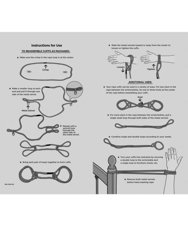 Merci Hogtie - Bind & Tie Wrist or Ankle Cuffs -  6 mm Hemp -Black - Image 5