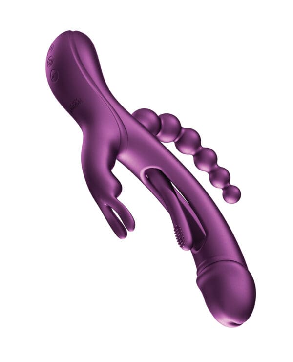 Trilux Kinky Finger Rabbit Vibrator w/ Anal Beads - Purple - Image 2
