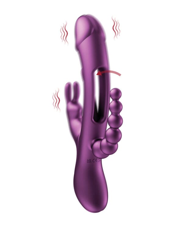 Trilux Kinky Finger Rabbit Vibrator w/ Anal Beads - Purple - Image 3