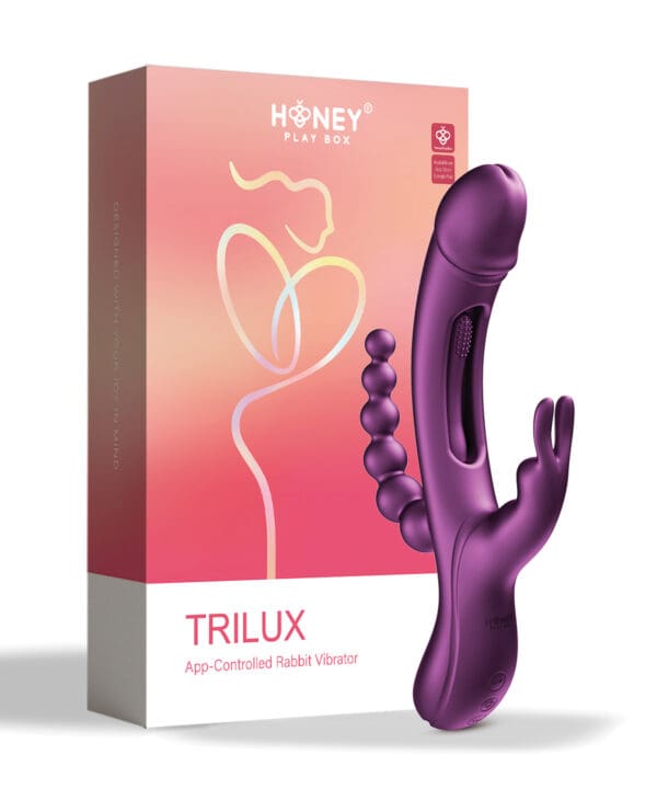 Trilux Kinky Finger Rabbit Vibrator w/ Anal Beads - Purple - Image 5