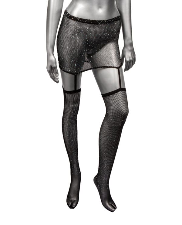 Radiance One Piece Garter Skirt w/Thigh Highs - Black Plus Size - Image 2