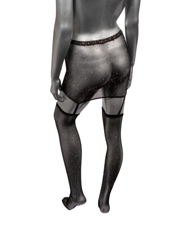 Radiance One Piece Garter Skirt w/Thigh Highs - Black Plus Size - Image 3