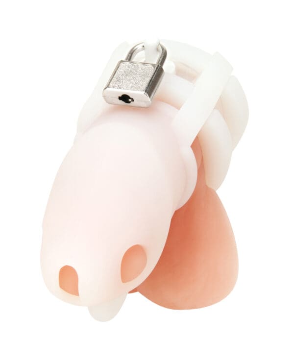 Blue Line 2" Silicone Mini Cock Cage With Ball Divider - White - Image 2