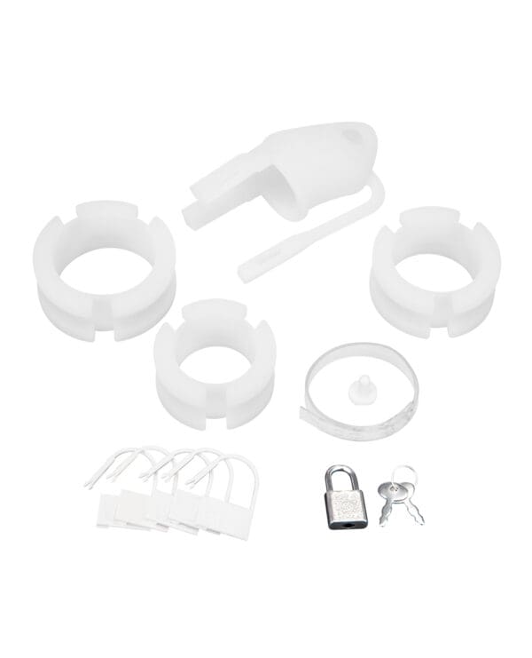 Blue Line 2" Silicone Mini Cock Cage With Ball Divider - White - Image 4