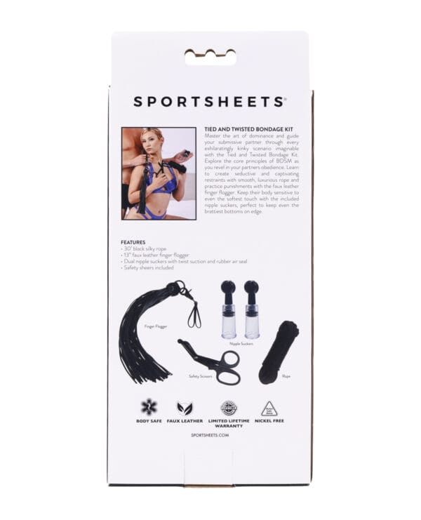 Sportsheets Tied & Twisted Bondage Set - Black - Image 5