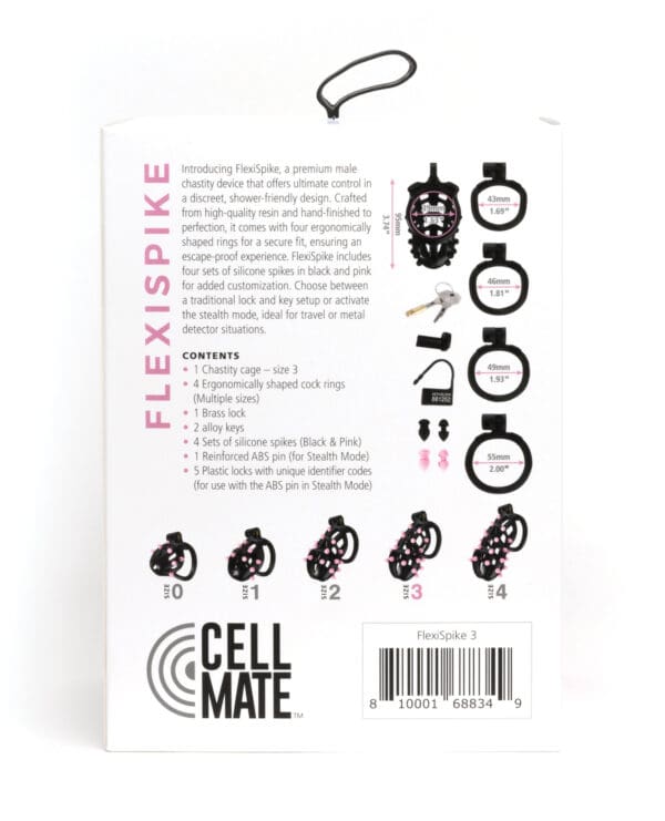 Sport Fucker Cellmate FlexiSpike Chastity Cage - Size 3 Black/Pink - Image 4