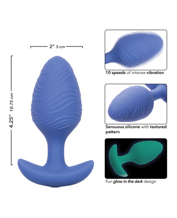 Cheeky Glow in the Dark Vibrating Butt Plug -  Large Blue - Image 4