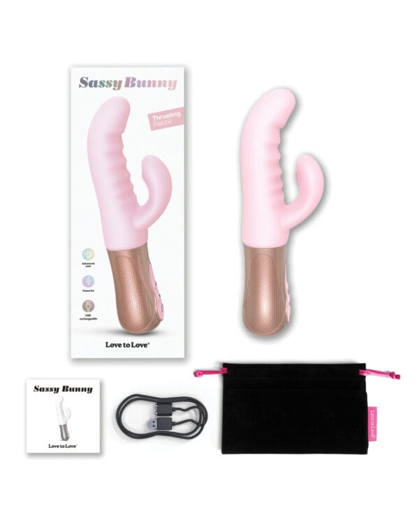 Love to Love Sassy Bunny Thrusting G-Spot Rabbit - Baby Pink - Image 5